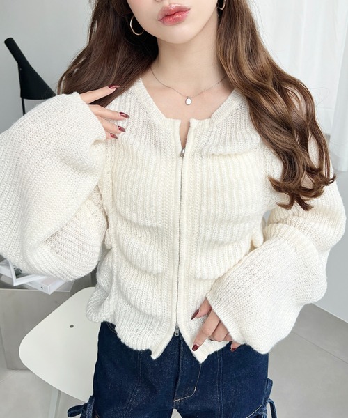 〈新品〉Styling/ ニットカーディガン ミックスヤーンカーディガン [C6210] - レディースファッション通販