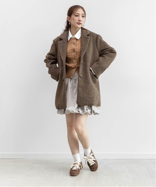 RANDA∞ウールライクシャギーテーラードジャケット^^2025今季コート RANDA（ランダ） ジャケット テーラードジャケット ウールライク