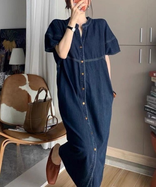 「FAVORITO」 半袖ワンピース X-LARGE ライトブルー レディース_画像5