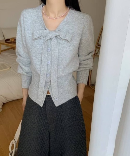 カーディガン フロントリボンカーディガン レディース : ZOZOTOWN