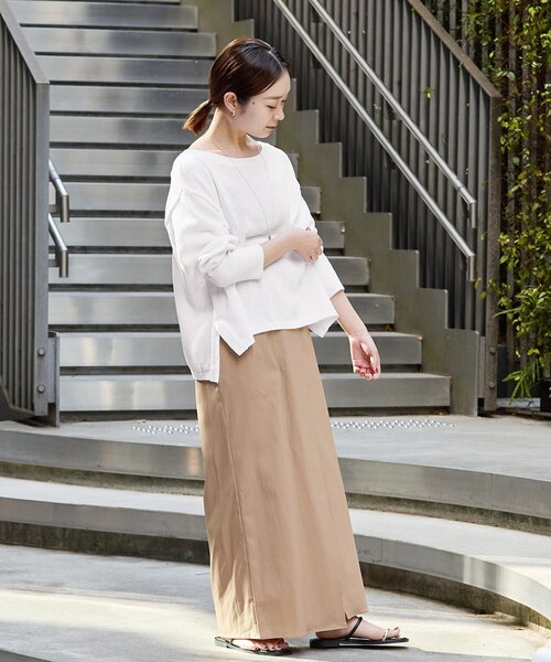 ベージュ系ニット長袖シャツ AOYAMA 【洋服の青山】 ベージュ系 ニット 