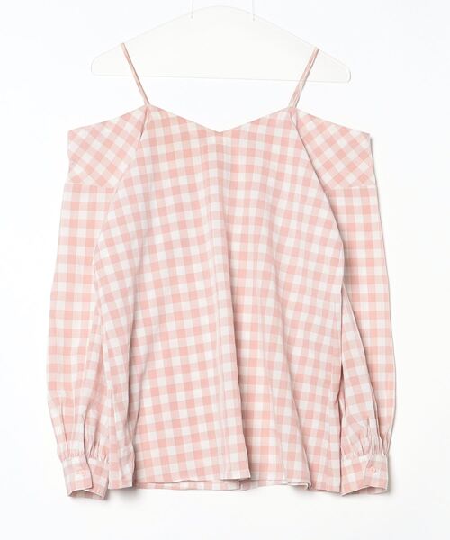 「HONEY MI HONEY」 チェック柄長袖ブラウス FREE ピンク レディース_画像2