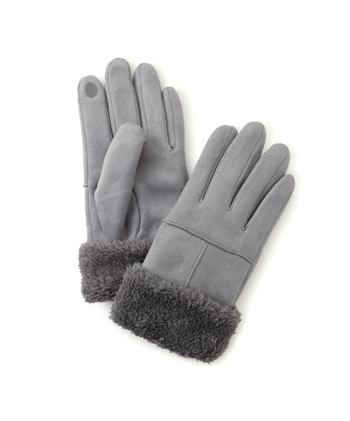 VIS（ビス） 手袋 スマホタッチ刺繍付きムートングローブ レディース