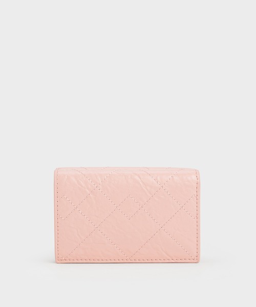 CHARLES & KEITHドゥオ キルトフォルドオーバー ウォレット ピンク CHARLES ＆ KEITH（チャールズ&キース） 財布 Duo ドゥオ キルト