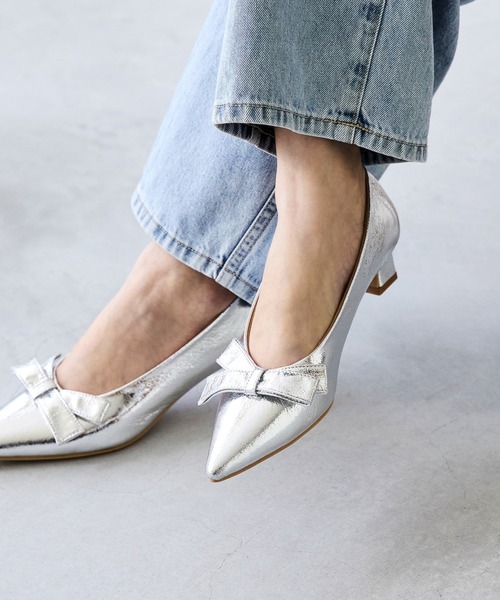 「menue」 パンプス 23.5cm シルバー レディース_画像2