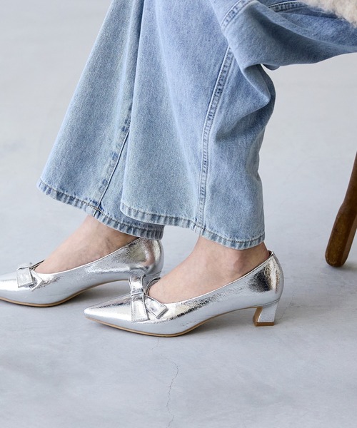 「menue」 パンプス 23.5cm シルバー レディース_画像7