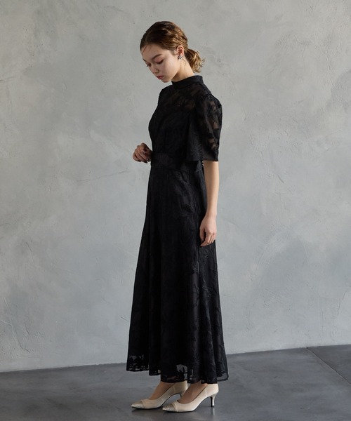 AIMER（エメ） ドレス チュール刺繍×ドットチュールプチハイネック