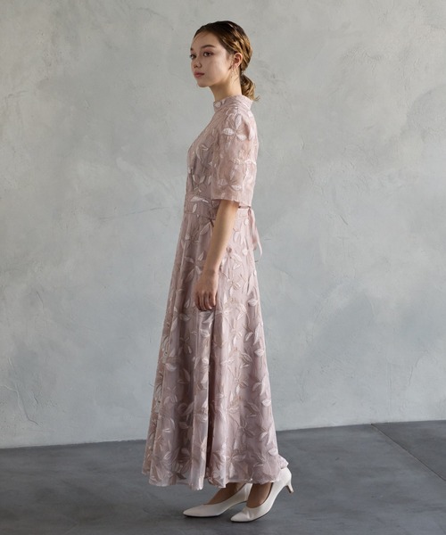 AIMER（エメ） ドレス チュール刺繍×ドットチュールプチハイネック