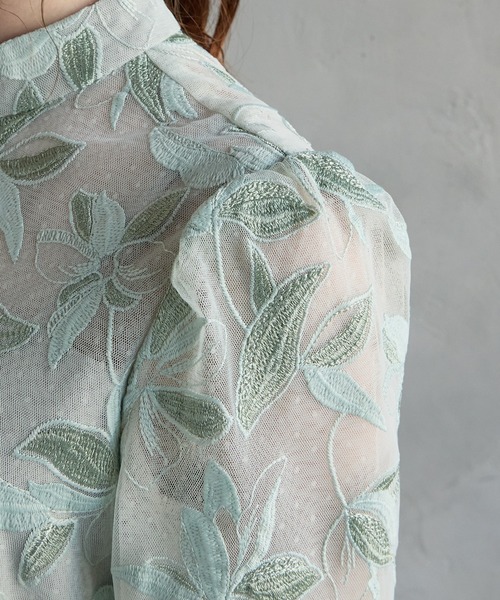 AIMER（エメ） ドレス チュール刺繍×ドットチュールプチハイネック