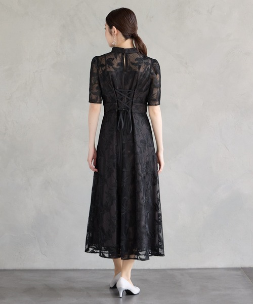 AIMER 刺繍パーティードレス Lサイズ ブラック AIMER（エメ） パーティードレス ドレス チュール刺繍×ドットチュール
