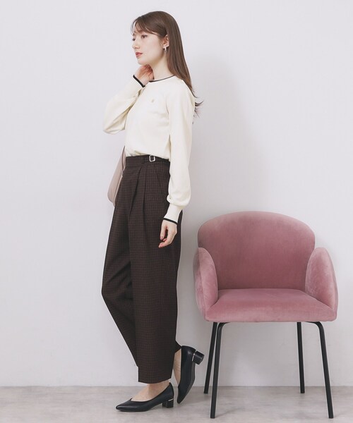 index（インデックス） ニット セーター ゴールドパーツ付きバイカラー