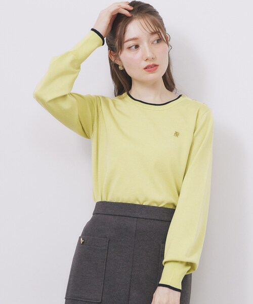 index（インデックス） ニット セーター ゴールドパーツ付きバイカラー