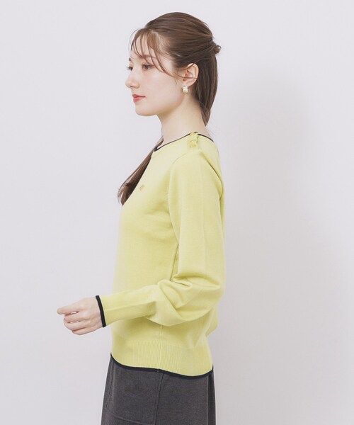 index（インデックス） ニット セーター ゴールドパーツ付きバイカラー