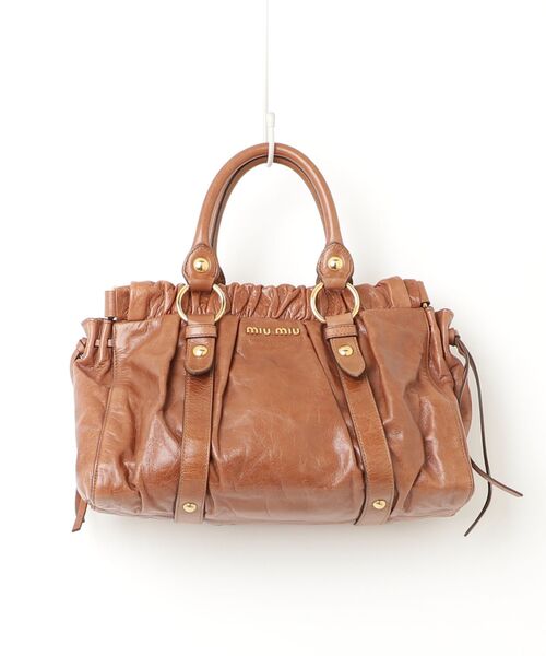 バッグ miu miu vitello lux hand Bag miu miu（ミュウミュウ） VITELLO LUX ハンドバッグ - ブラウン