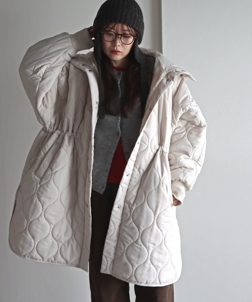 ブルゾン アウター フード付きキルトコート レディース : ZOZOTOWN