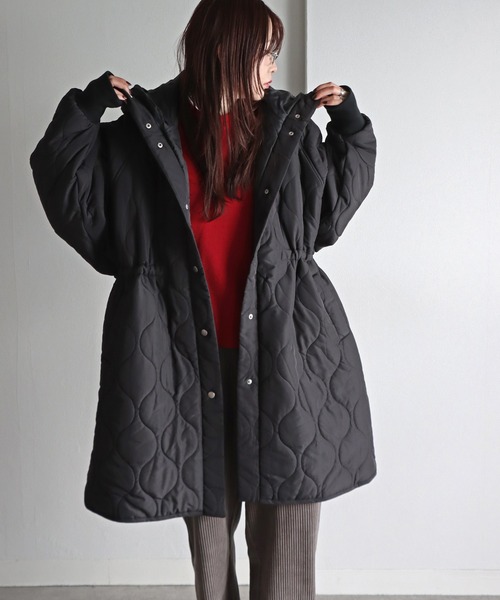 ブルゾン アウター フード付きキルトコート レディース : ZOZOTOWN