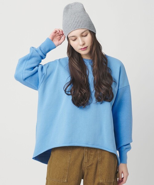 ビューティー＆ユース ユナイテッドアローズ（BEAUTY&YOUTH）/【WEB限定】スウェット×ニット コンビプルオーバー ウォッシャブル BEAUTY＆YOUTH UNITED ARROWS ニット セーター 「WEB限定」スウェット