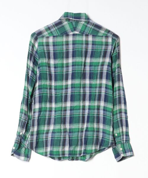 「luxluft」 チェック柄長袖シャツ 36 グリーン レディース_画像2