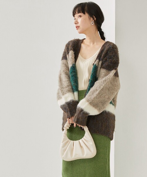 「FREAK'S STORE」 ニットカーディガン フリ- ブラウン レディース_画像3