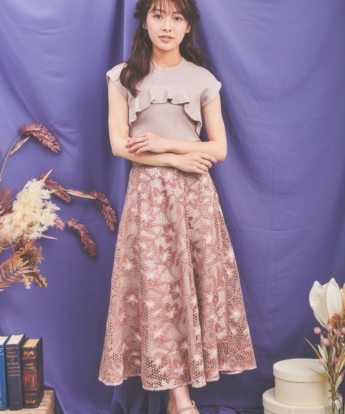 「NOELA」 フレアスカート S ベージュ レディース_画像2