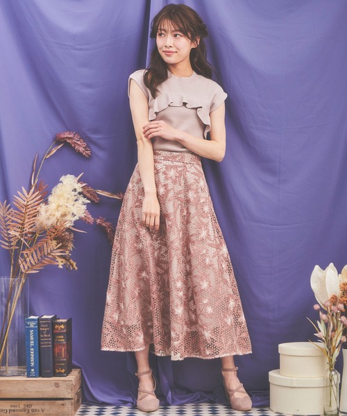 「NOELA」 フレアスカート S ベージュ レディース_画像3