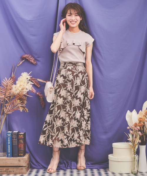 「NOELA」 フレアスカート S ベージュ レディース_画像4