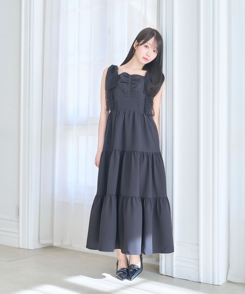 Rose Muse オケージョンドレス Rose Muse（ロゼミューズ） ドレス Lace ribbon tiered dress