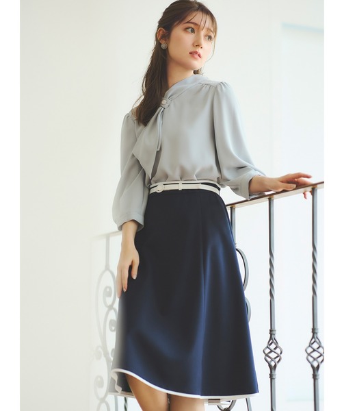 「LAISSE PASSE」 フレアスカート 36 ネイビー レディース_画像5