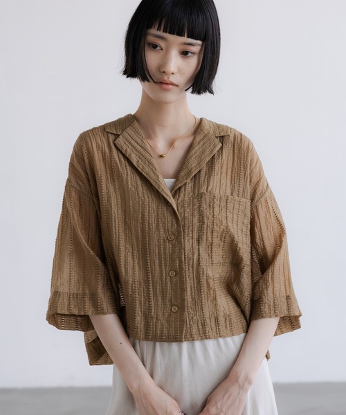 ブラウス シャツ シアーショートカイキンシャツＳＳ  657804 レディースの画像