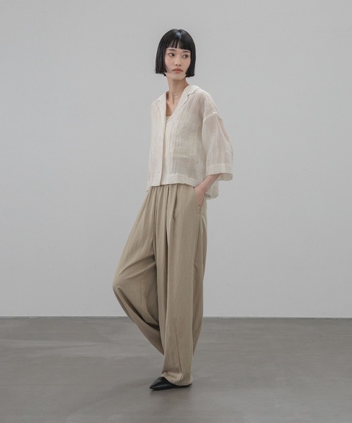 ブラウス シャツ シアーショートカイキンシャツＳＳ  657804 レディースの画像