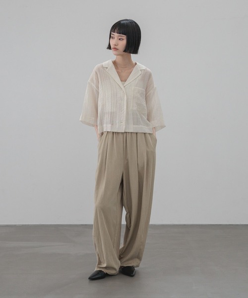 ブラウス シャツ シアーショートカイキンシャツＳＳ  657804 レディースの画像