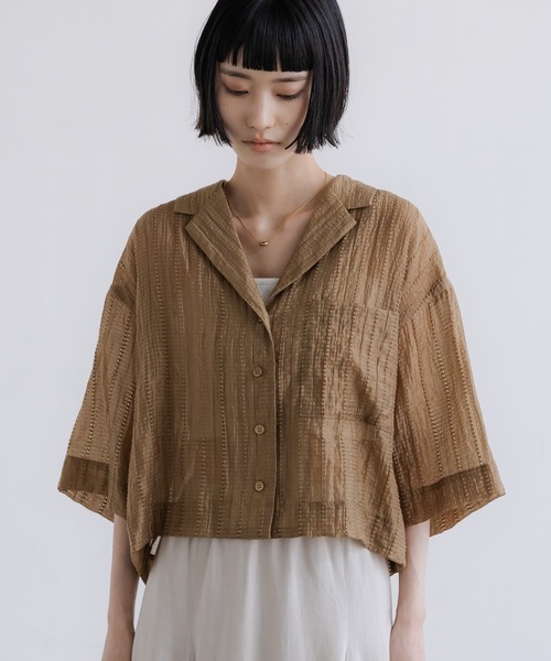 ブラウス シャツ シアーショートカイキンシャツＳＳ  657804 レディースの画像