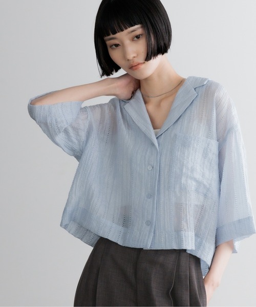 ブラウス シャツ シアーショートカイキンシャツＳＳ  657804 レディースの画像