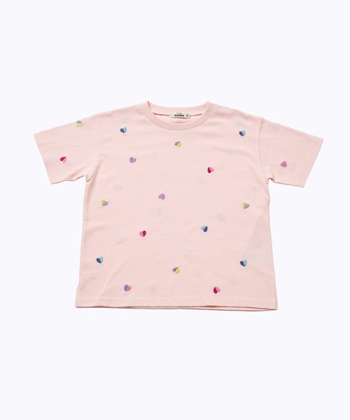 pairmanon（ペアマノン） tシャツ 「綿100%」ガールズ ハート刺繍 総柄