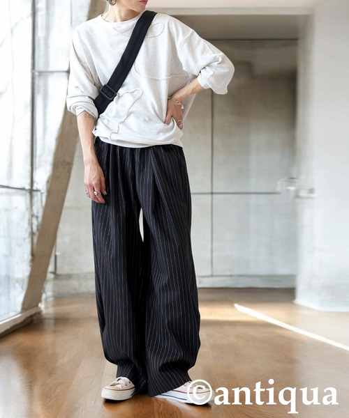 「antiqua」 イージーパンツ LARGE グレー レディース_画像5