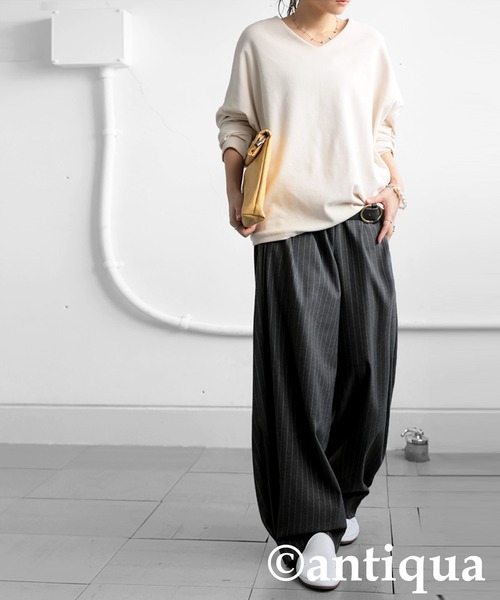 「antiqua」 イージーパンツ LARGE グレー レディース_画像9