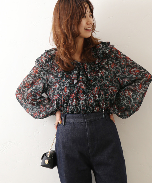 「JOURNAL STANDARD relume」 長袖ブラウス FREE ブラック レディース_画像3