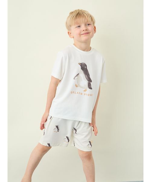 シーアニマル柄ワンポイントTシャツ&ロングパンツセット ペンギン
