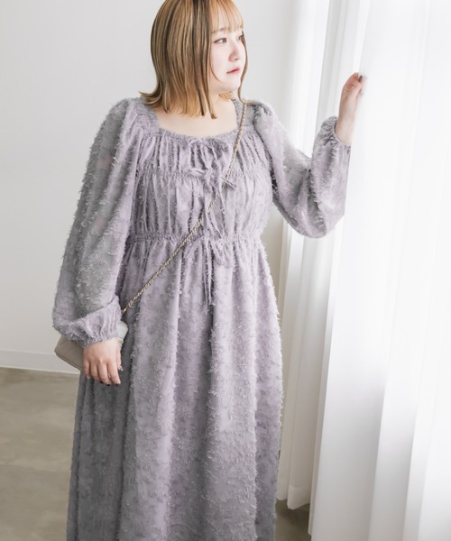 「CLETTE」 長袖ワンピース 3L ネイビー レディース_画像4