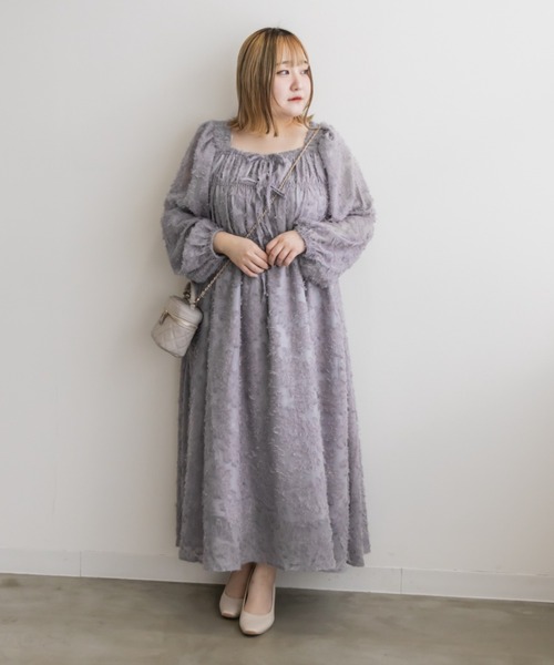「CLETTE」 長袖ワンピース 3L ネイビー レディース_画像5