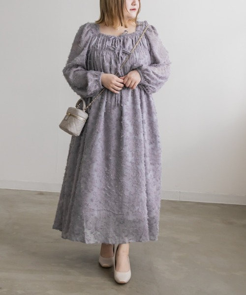 「CLETTE」 長袖ワンピース 3L ネイビー レディース_画像7