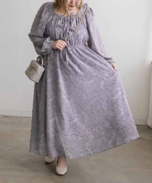 「CLETTE」 長袖ワンピース 3L ネイビー レディース_画像8