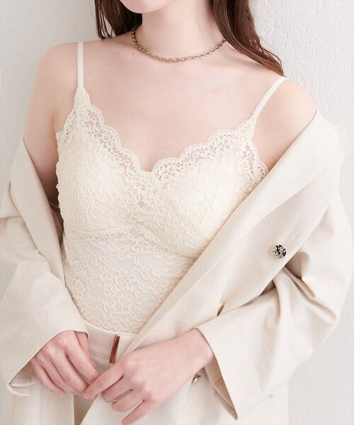 natural couture カップ付き キャミソール カップ付きレースキャミ 