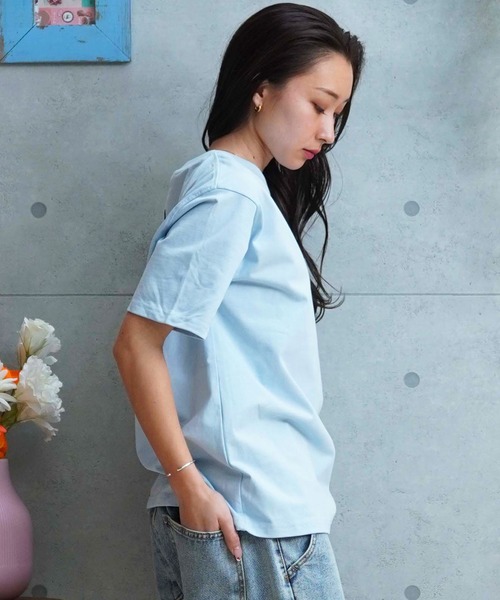 「RVCA」 半袖Tシャツ S ライトブルー レディース_画像3