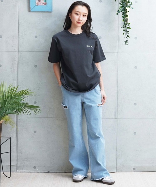「RVCA」 半袖Tシャツ S ライトブルー レディース_画像5