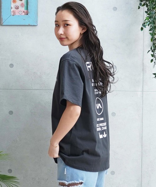 「RVCA」 半袖Tシャツ S ライトブルー レディース_画像7
