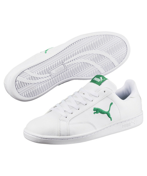 「PUMA」 ローカットスニーカー 24.5cm ホワイト×グリーン メンズ_画像2
