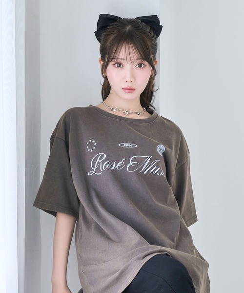 Rose Muse（ロゼミューズ） tシャツ 半袖 Chemical wash logo T-shirts