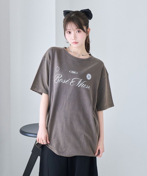 Rose Muse（ロゼミューズ） tシャツ 半袖 Chemical wash logo T-shirts