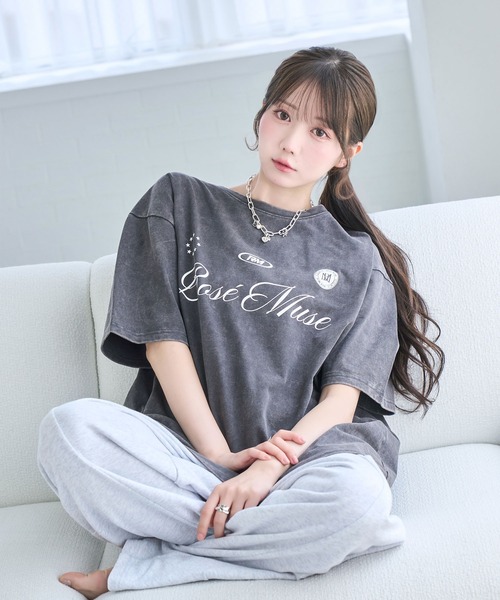 m*.様 Chemical wash logo T-shirts ロゼミューズ Rose Muse（ロゼミューズ） tシャツ 半袖 Chemical wash logo T-shirts
